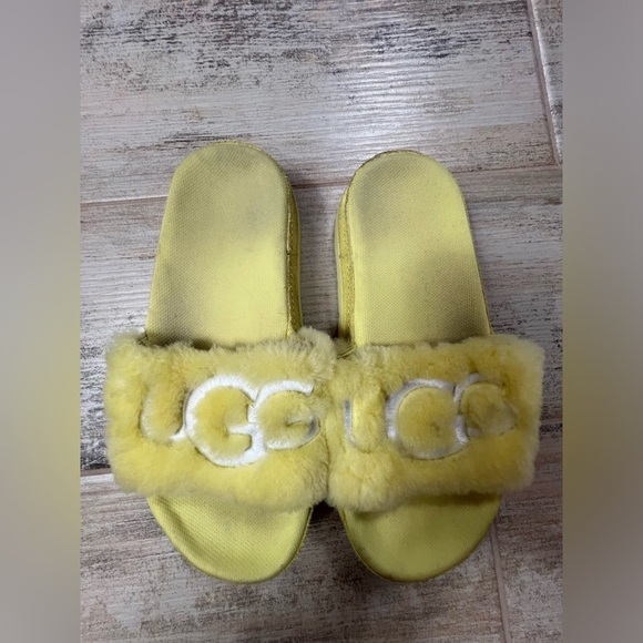 Ugg Latin Fur Sandal Slip On Margarita Yellow - Picture 1 of 5